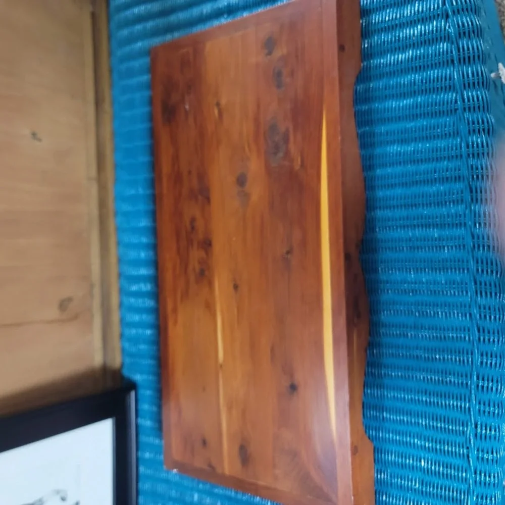 Handmade yew Wood double handle serving tray 13